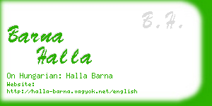 barna halla business card